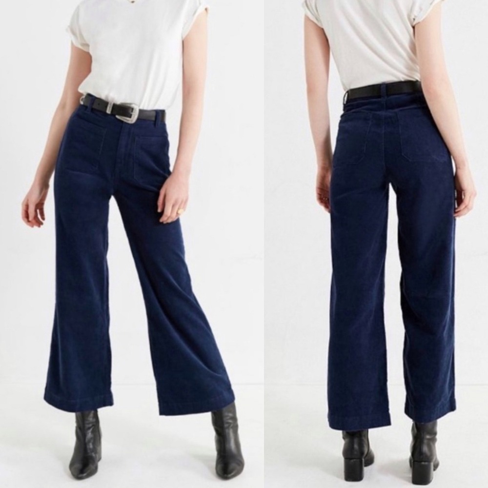 ROLLAS Wide Leg Corduroy Pants Navy Blue Women's Size 8 S